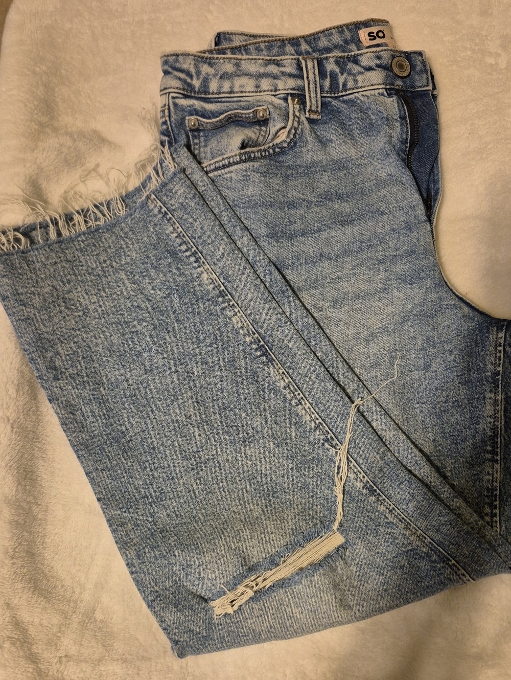 SO Light Blue Distressed High-Waist Jeans